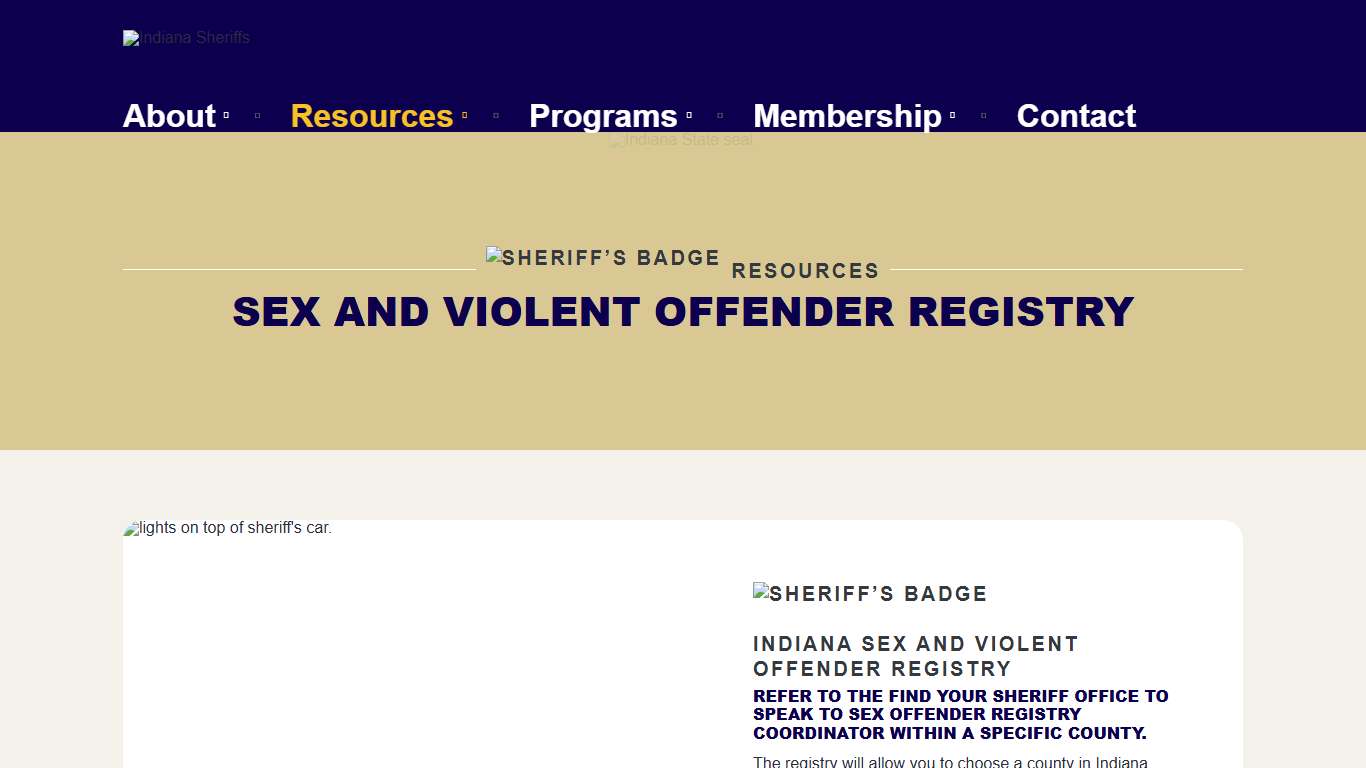 Sex and Violent Offender Registry – Indiana Sheriffs' Association